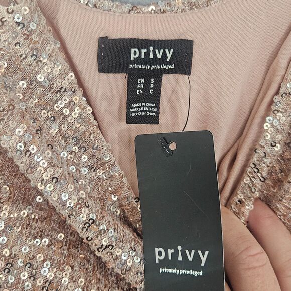 New Privy Casino Dress Glam Mesh Sequin Size Small $89 Back Drape Soft Pink - Picture 3 of 7